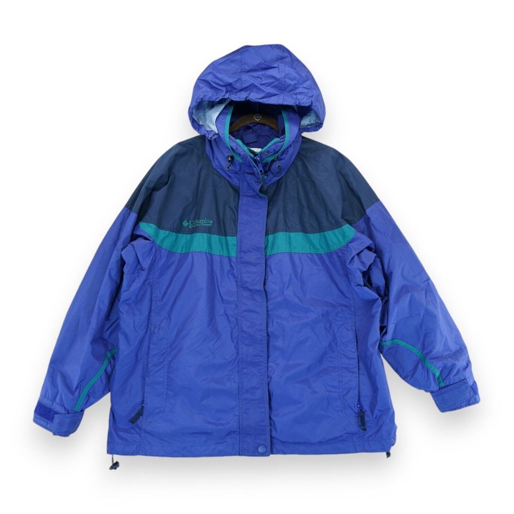 Columbia Vintage 90's Women's Jacket‎ Moraine Pass Color Block Hooded Sz Large